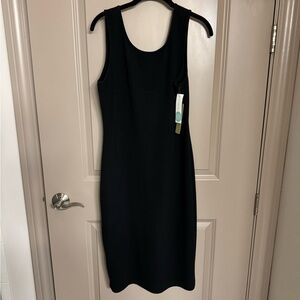 RD Style Black Ribbed Midi Cocktail Dress